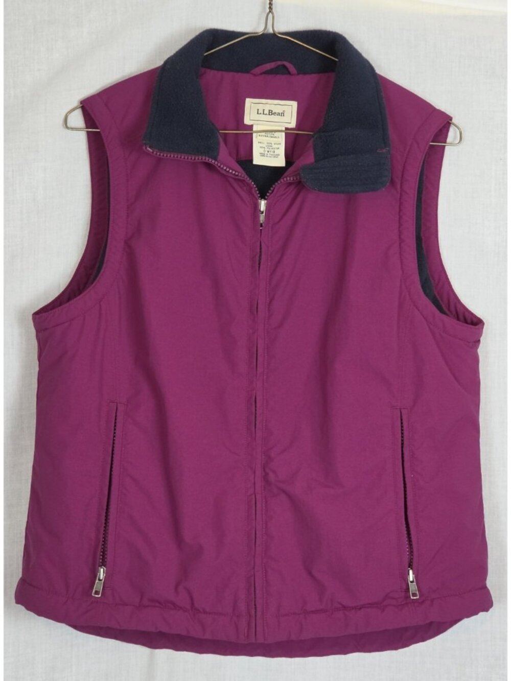 LL BEAN Vest Jacket Womens Petite XS Purple/Plum Nylon Fleece Lined Full Zip PXS